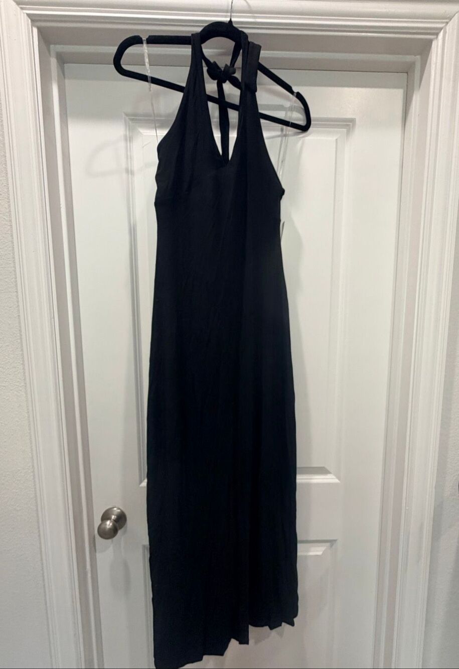 No Boundaries Black Knit Halter Maxi Dress Plunge Neck Long Dress Women S